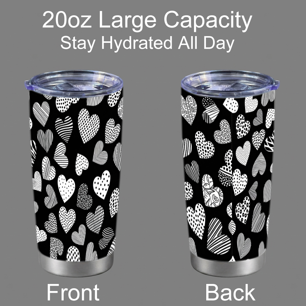 Black & White Hearts 304 Stain – Tumbler 20Oz White recenzja i cena