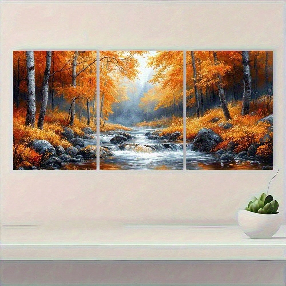 2D Flat, 3pcs Set Vibrant Autu – Canvas Wrap Ready recenzja i cena