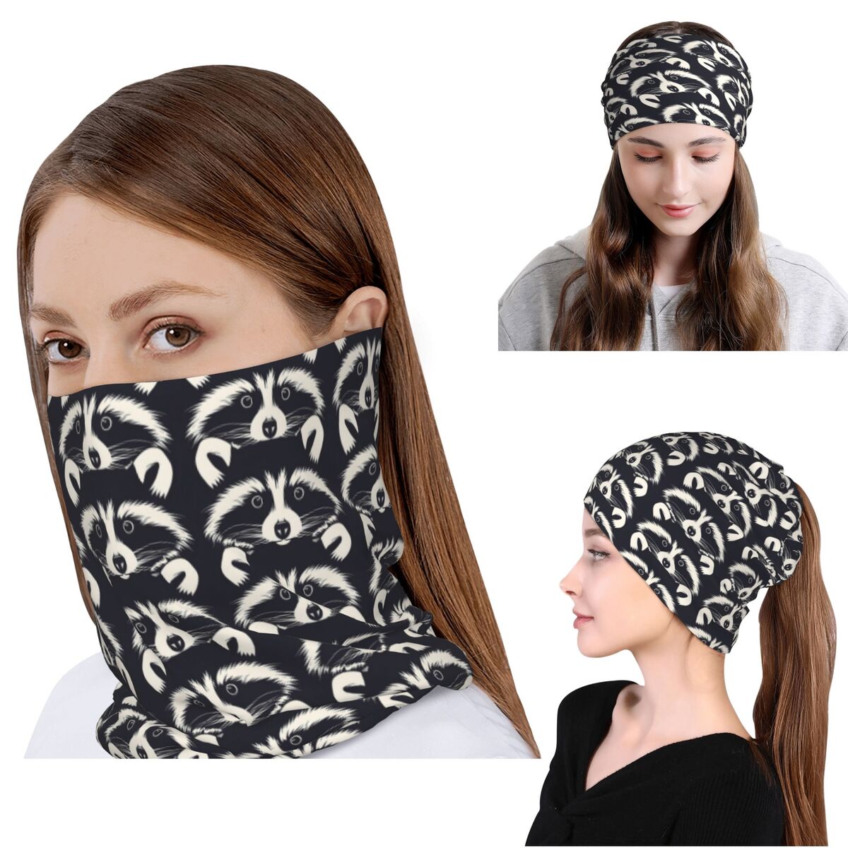 Black And White Raccoon Face P – Bandana Blank White recenzja i cena
