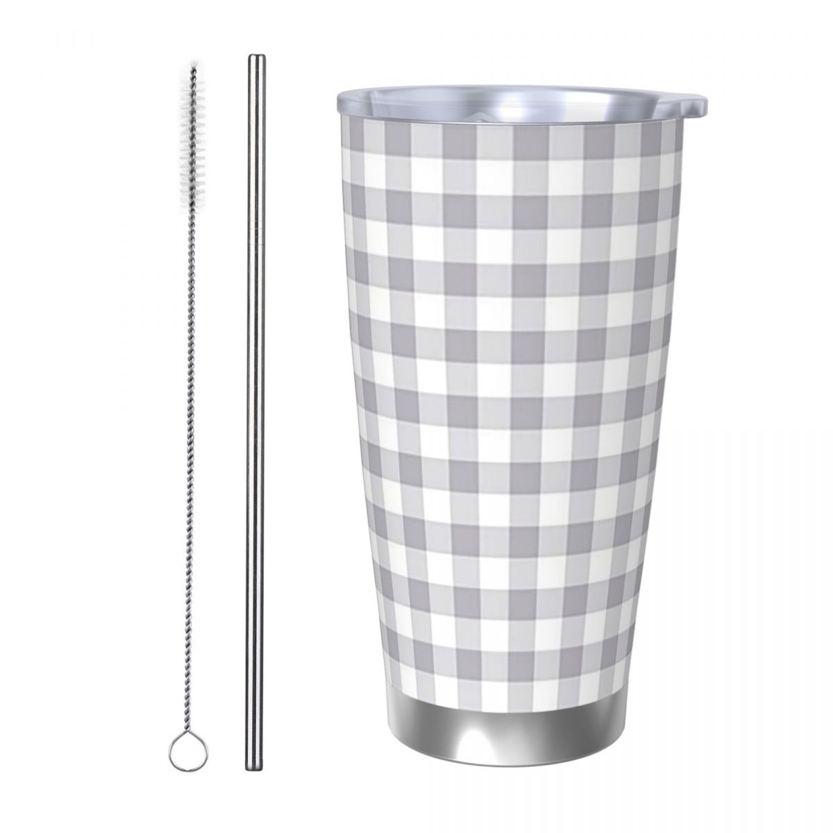 Gray And White Gingham Stainle – Tumbler 20Oz White recenzja i cena