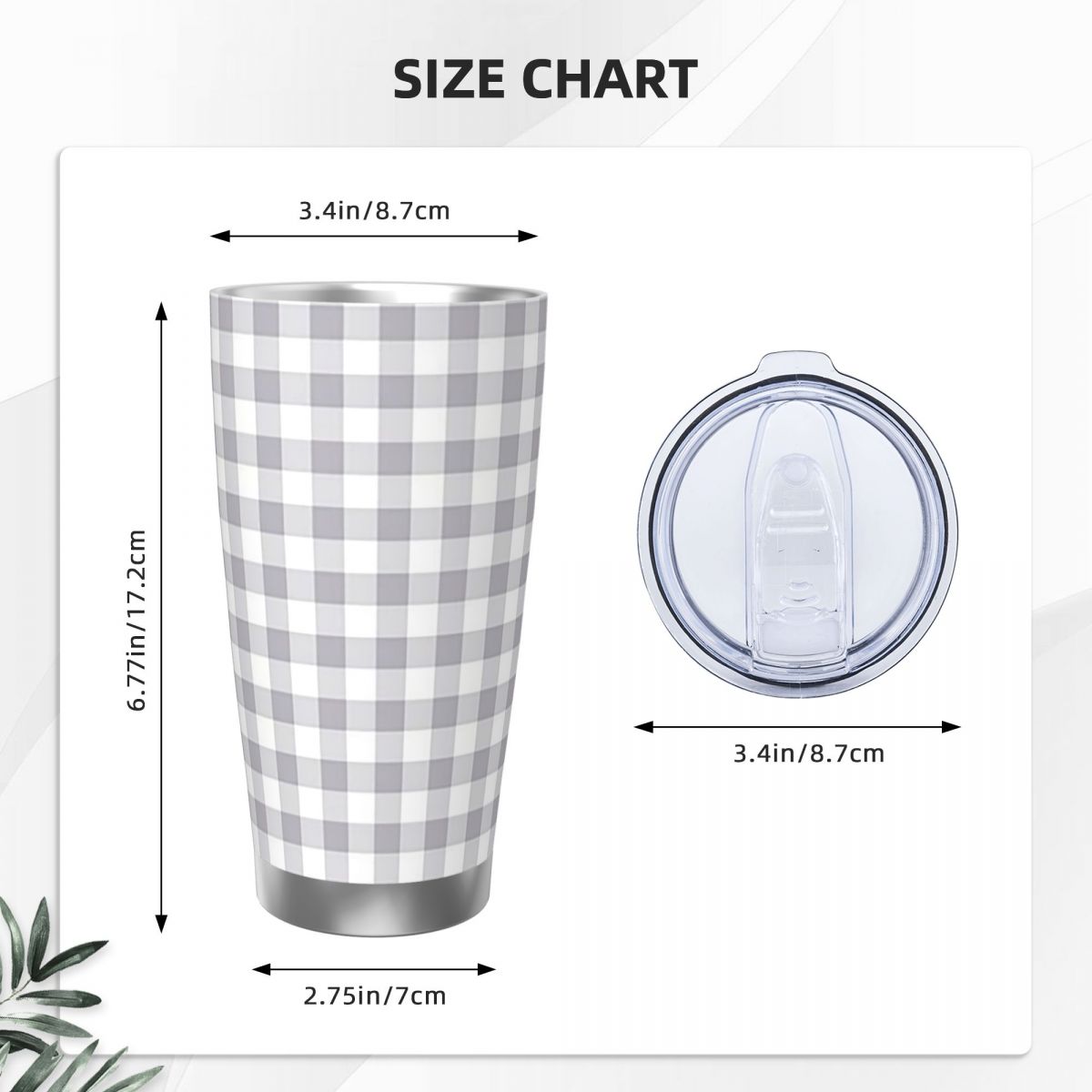 Gray And White Gingham Stainle – Tumbler 20Oz White recenzja i cena