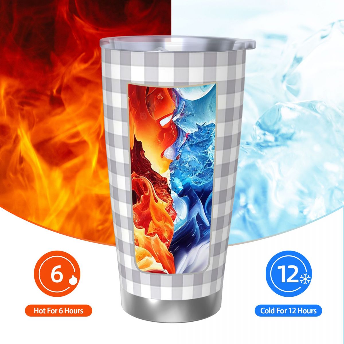 Gray And White Gingham Stainle – Tumbler 20Oz White recenzja i cena